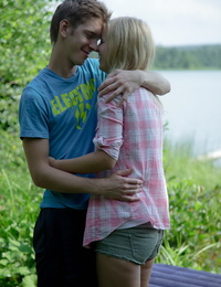 Horny blonde fucked outdoor